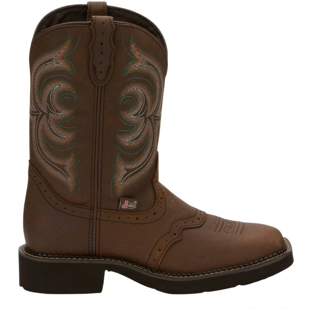 Justin Inji Western Boots Women's Sz 7.5B Cowboy Boots Brown Cowgirl Rodeo Work